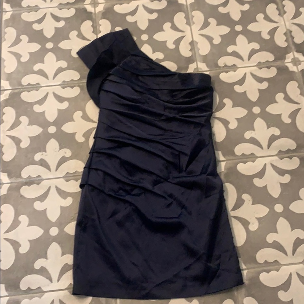 Navy blue one shoulder express dress